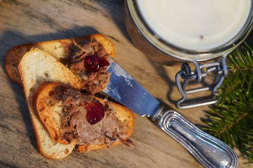 Rillette de dindon sauvage au thé du Labrador et à l'églantier